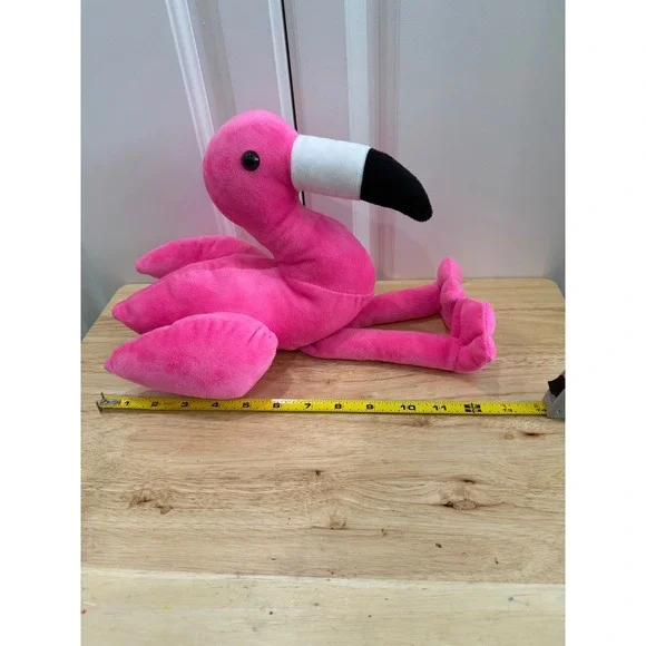 Neon Hot Pink Sitting Flamingo Plush Toy Dangly Legs - Picture 3 of 5